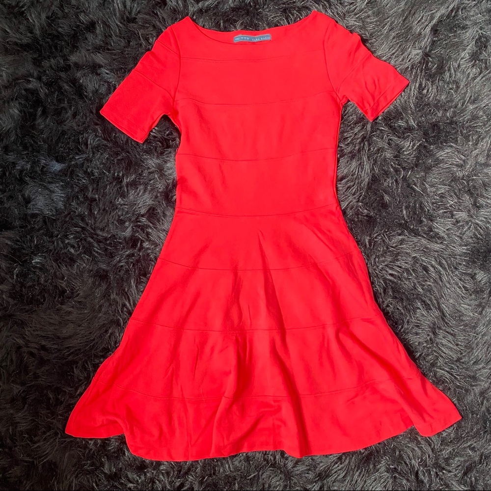 ZARA Red Skater Dress